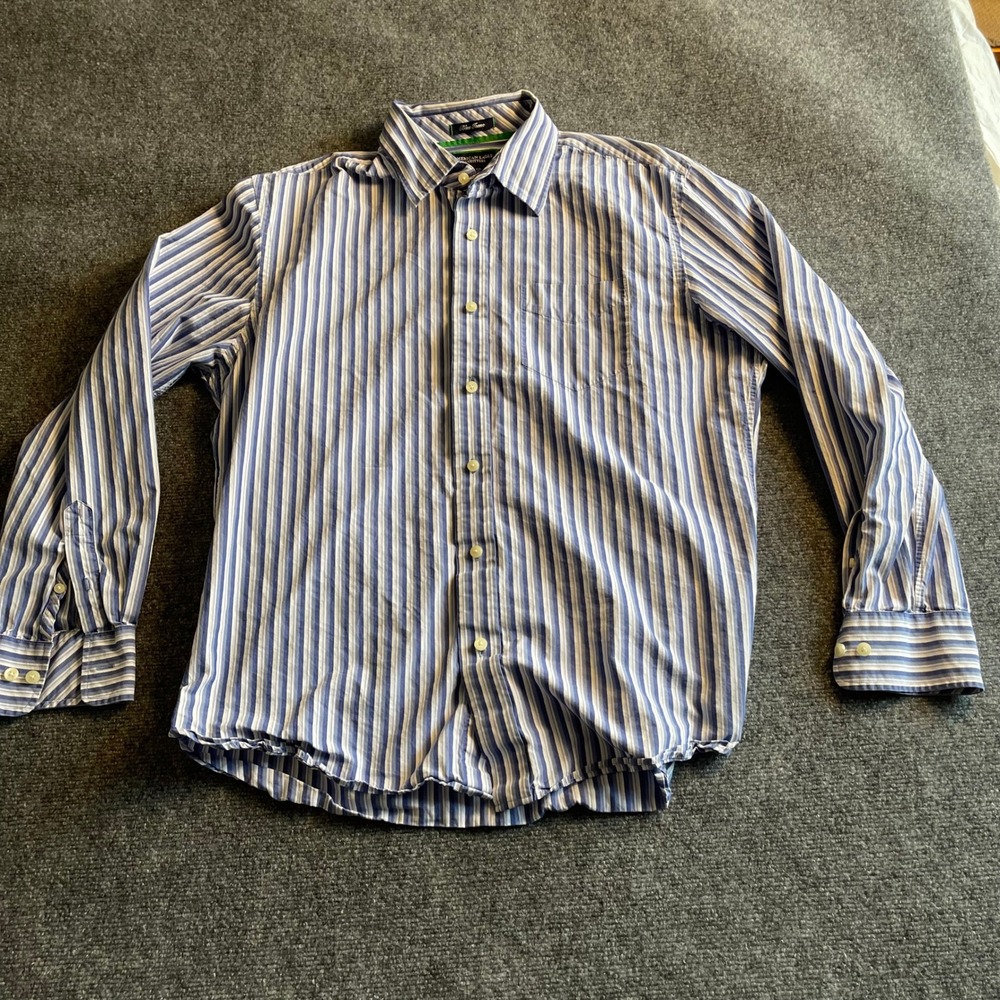 American Eagle Blue Issue Mens XL Striped Button Down Shirt Long‎ Sleeve Blu/Wht